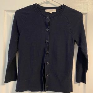 LOFT lightweight navy cardigan sweater. Size XS.